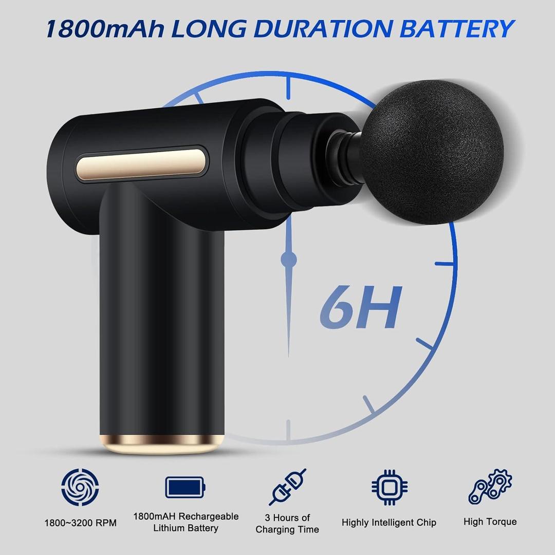 Portable Rechargeable Deep Tissue Massage Gun With Multiple Massage Heads For Muscle Relaxation