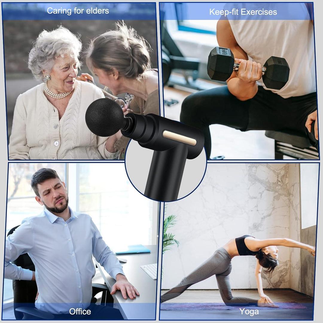 Portable Rechargeable Deep Tissue Massage Gun With Multiple Massage Heads For Muscle Relaxation
