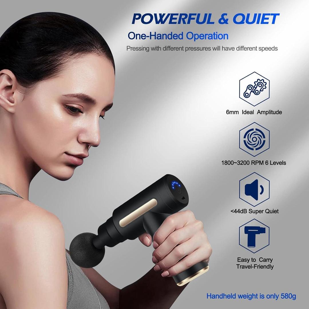 Portable Rechargeable Deep Tissue Massage Gun With Multiple Massage Heads For Muscle Relaxation